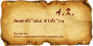 Andráska Klára névjegykártya