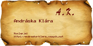 Andráska Klára névjegykártya