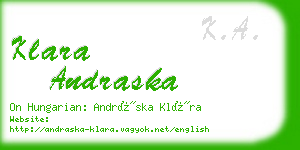 klara andraska business card